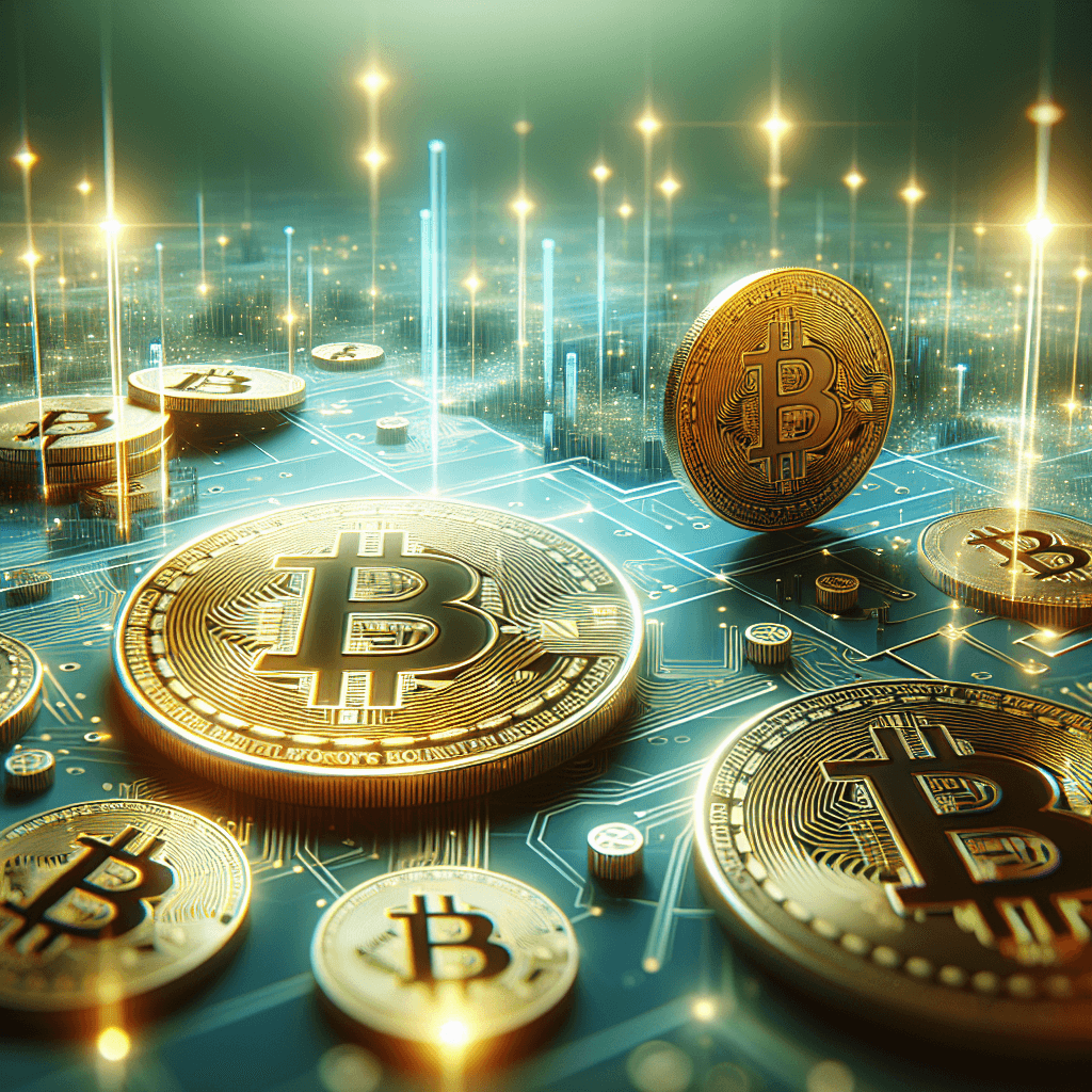 比特幣, modern digital art style, high quality, suitable for blog post, no text or watermarks